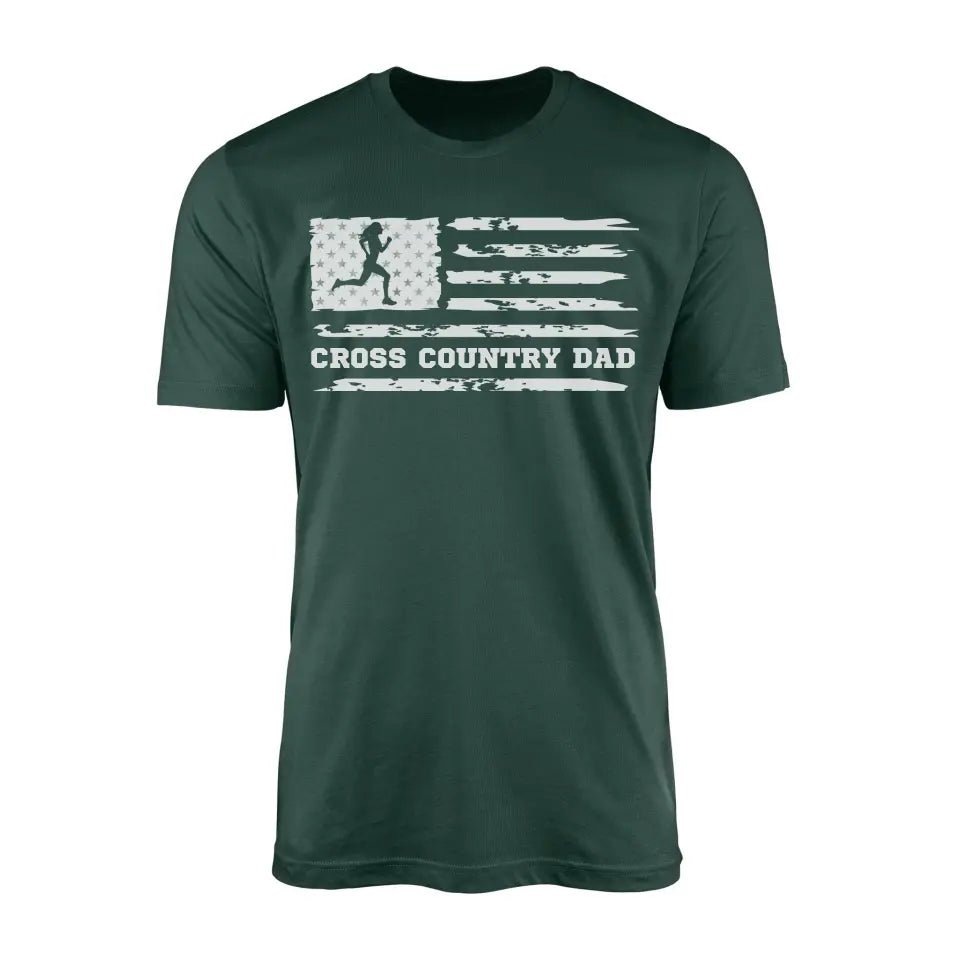 Cross Country Dad Horizontal Flag on a Men's T-Shirt with a White Graphic