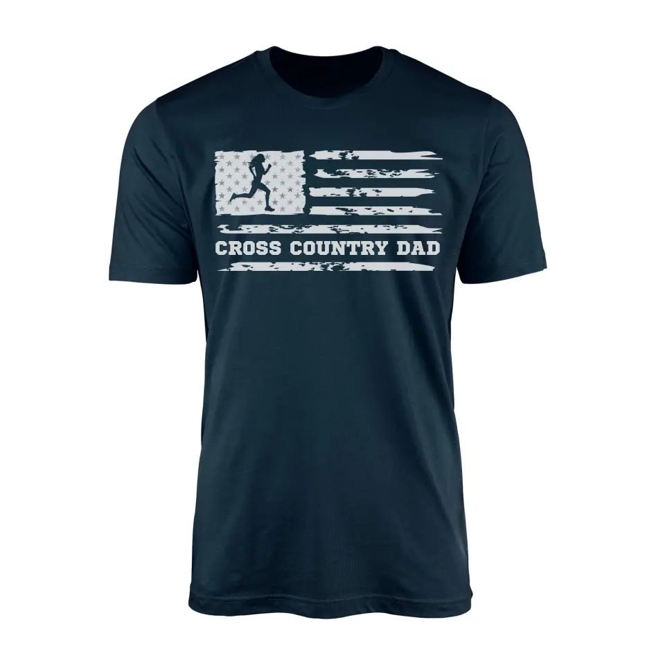 Cross Country Dad Horizontal Flag on a Men's T-Shirt with a White Graphic