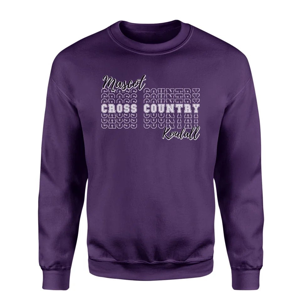 Custom Cross Country on a Sweatshirt With Mascot and Cross Country Runner Name on a Sweatshirt