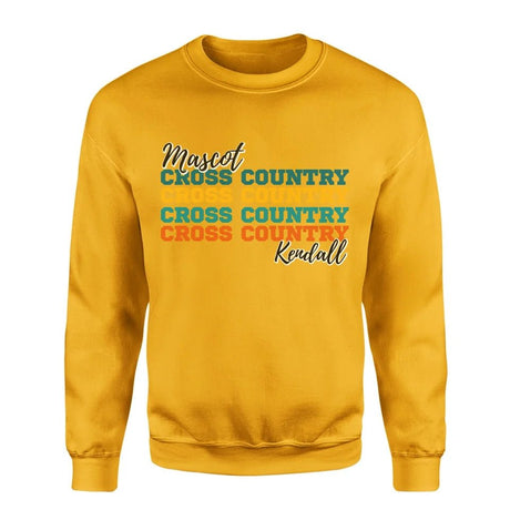 Personalized Cross Country Cross Country Cross Country on a Sweatshirt With Mascot and Cross Country Runner Name on a Sweatshirt