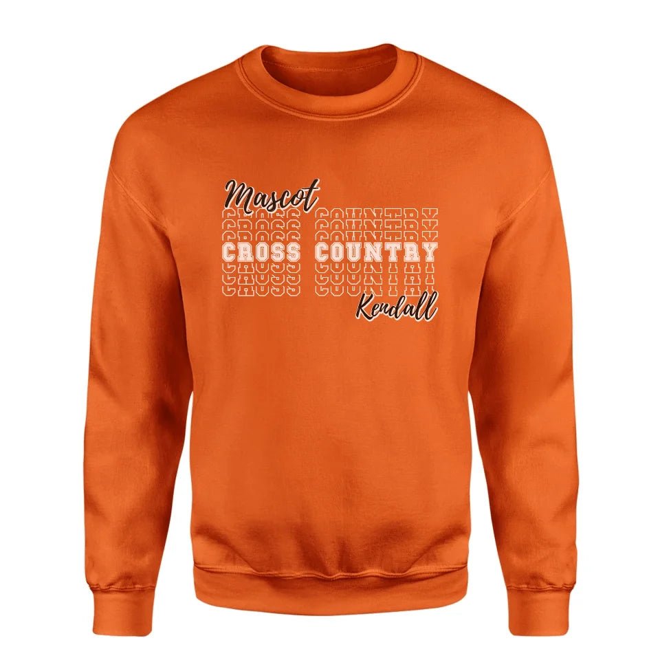 Custom Cross Country on a Sweatshirt With Mascot and Cross Country Runner Name on a Sweatshirt