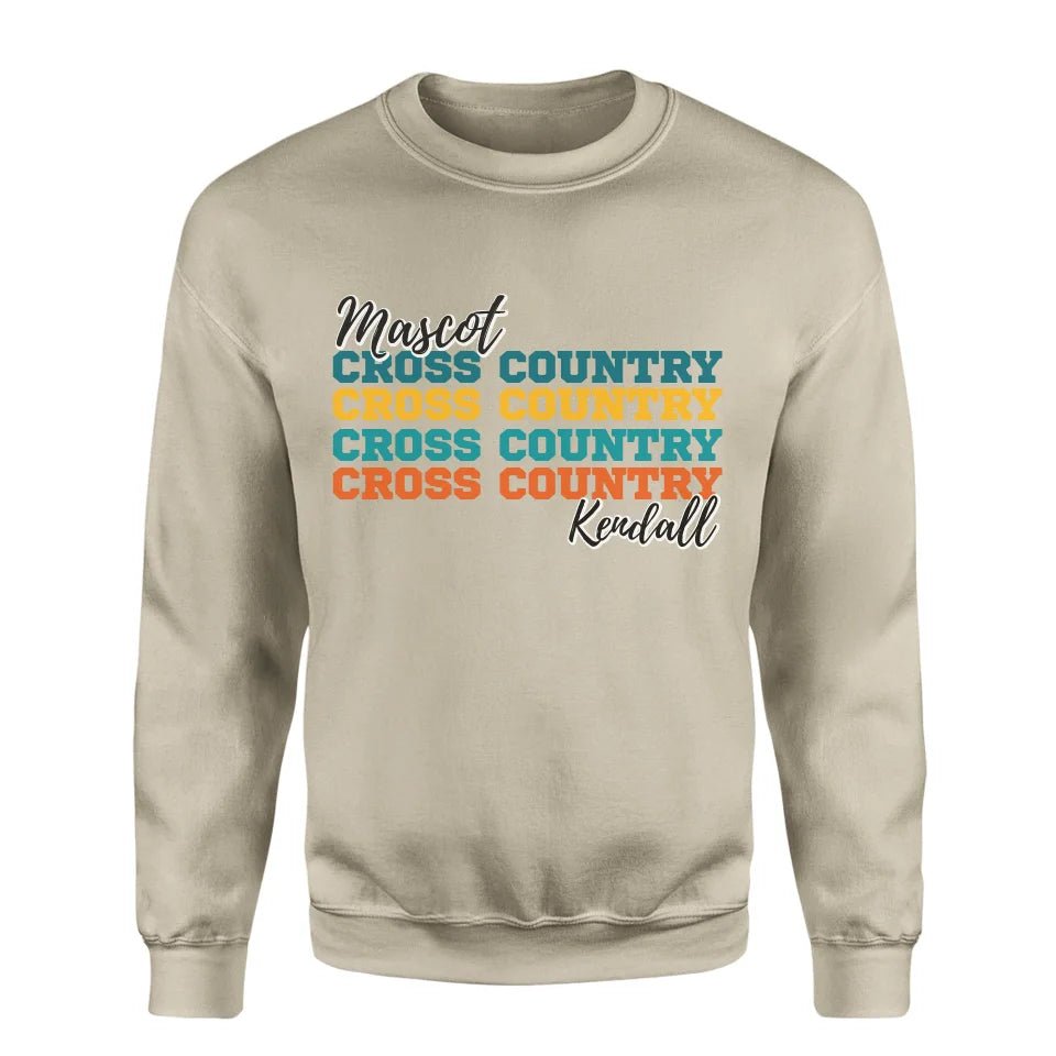 Personalized Cross Country Cross Country Cross Country on a Sweatshirt With Mascot and Cross Country Runner Name on a Sweatshirt