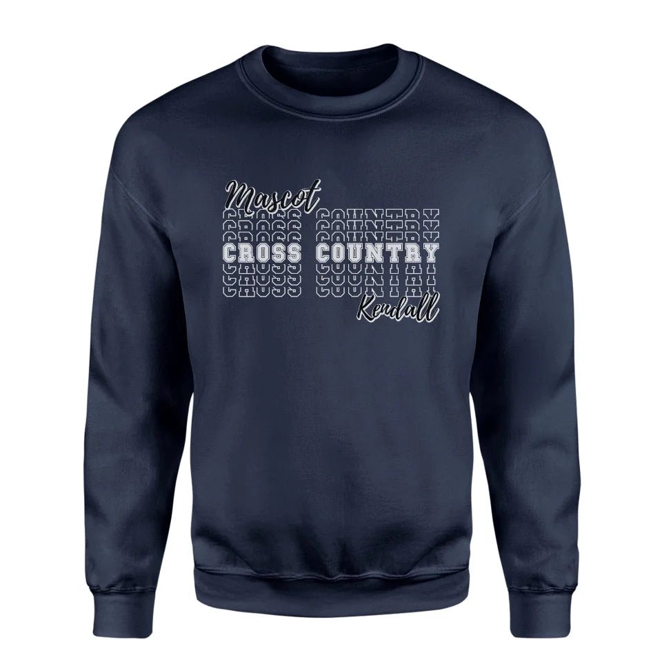 Custom Cross Country on a Sweatshirt With Mascot and Cross Country Runner Name on a Sweatshirt