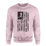 Cross Country Dad Vertical Flag on a Sweatshirt with a Black Graphic