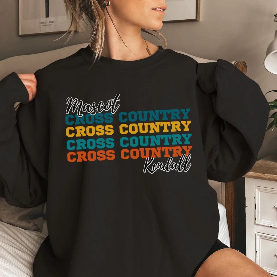 Personalized Cross Country Cross Country Cross Country on a Sweatshirt With Mascot and Cross Country Runner Name on a Sweatshirt