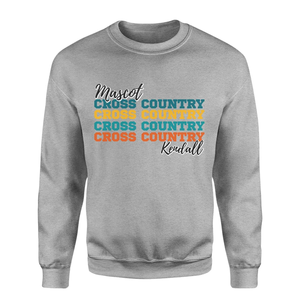 Personalized Cross Country Cross Country Cross Country on a Sweatshirt With Mascot and Cross Country Runner Name on a Sweatshirt