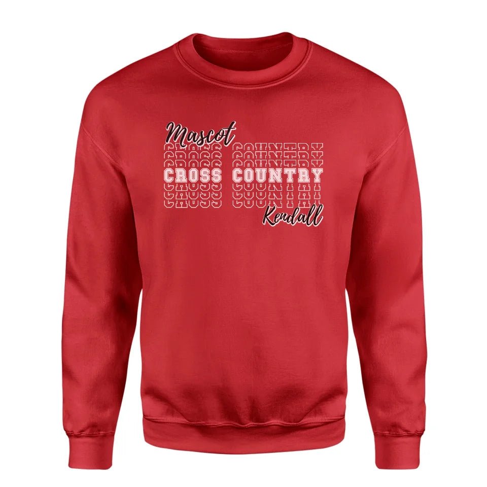 Custom Cross Country on a Sweatshirt With Mascot and Cross Country Runner Name on a Sweatshirt