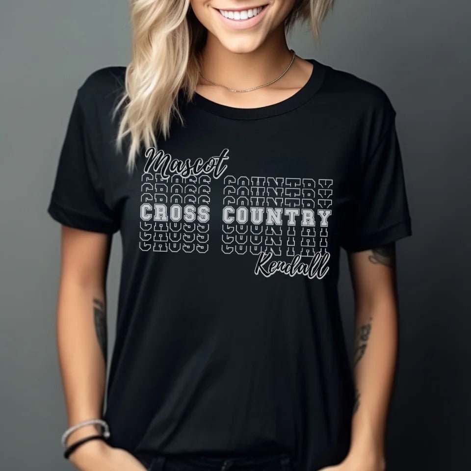 Custom Cross Country Shirt With Mascot and Cross Country Runner Name on a Unisex T-Shirt