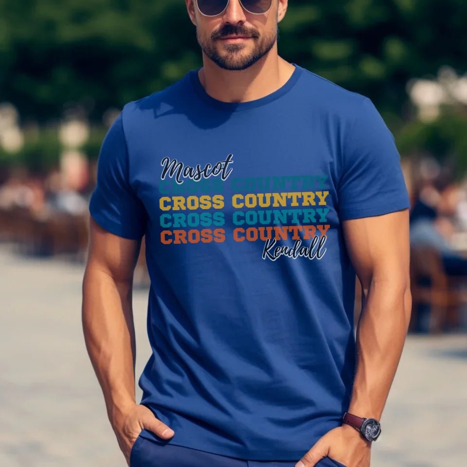 Personalized Cross Country Cross Country Cross Country Shirt With Mascot and Cross Country Runner Name on a Unisex T-Shirt