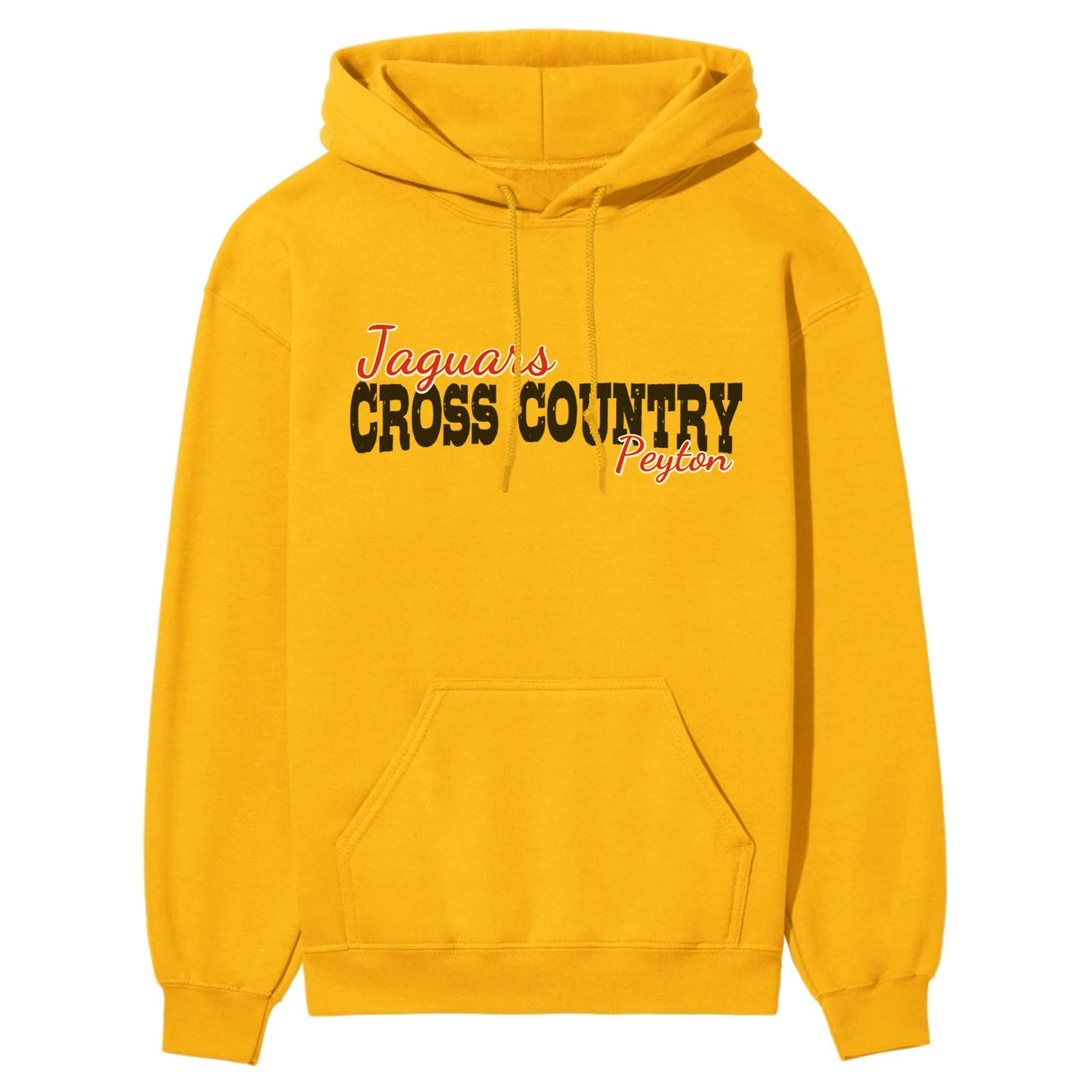 Custom Cross Country Mascot and Cross Country Runner Name on a Hoodie with a Black Graphic