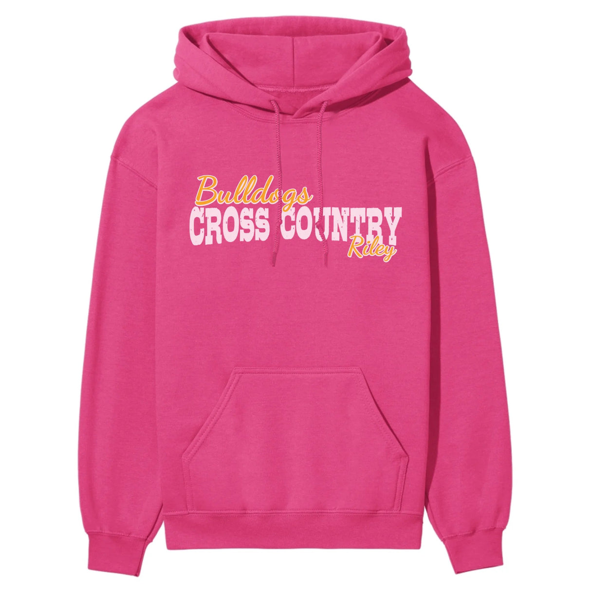 Custom Cross Country Mascot and Cross Country Runner Name on a Hoodie with a White Graphic