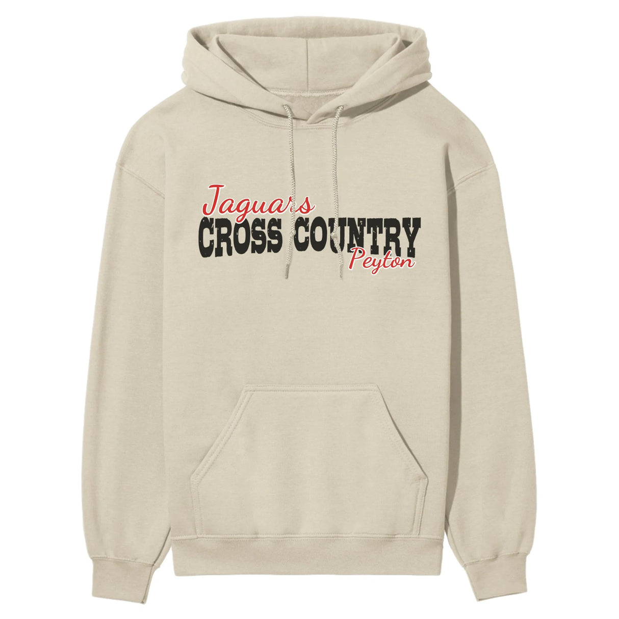 Custom Cross Country Mascot and Cross Country Runner Name on a Hoodie with a Black Graphic