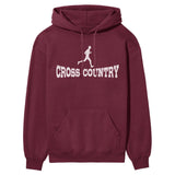 Basic Cross Country with Cross Country Runner Icon on a Hoodie with a White Graphic