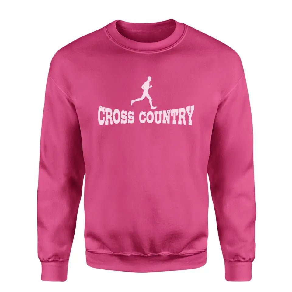 Basic Cross Country with Cross Country Runner Icon on a Sweatshirt with a White Graphic