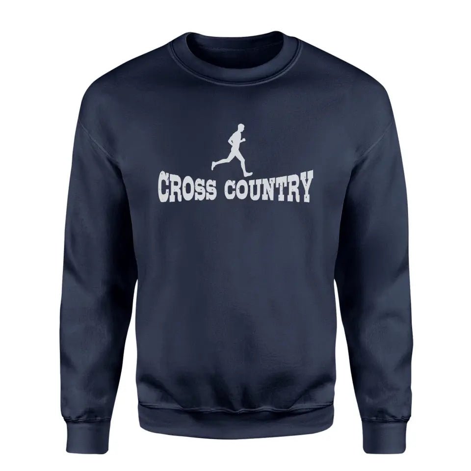 Basic Cross Country with Cross Country Runner Icon on a Sweatshirt with a White Graphic