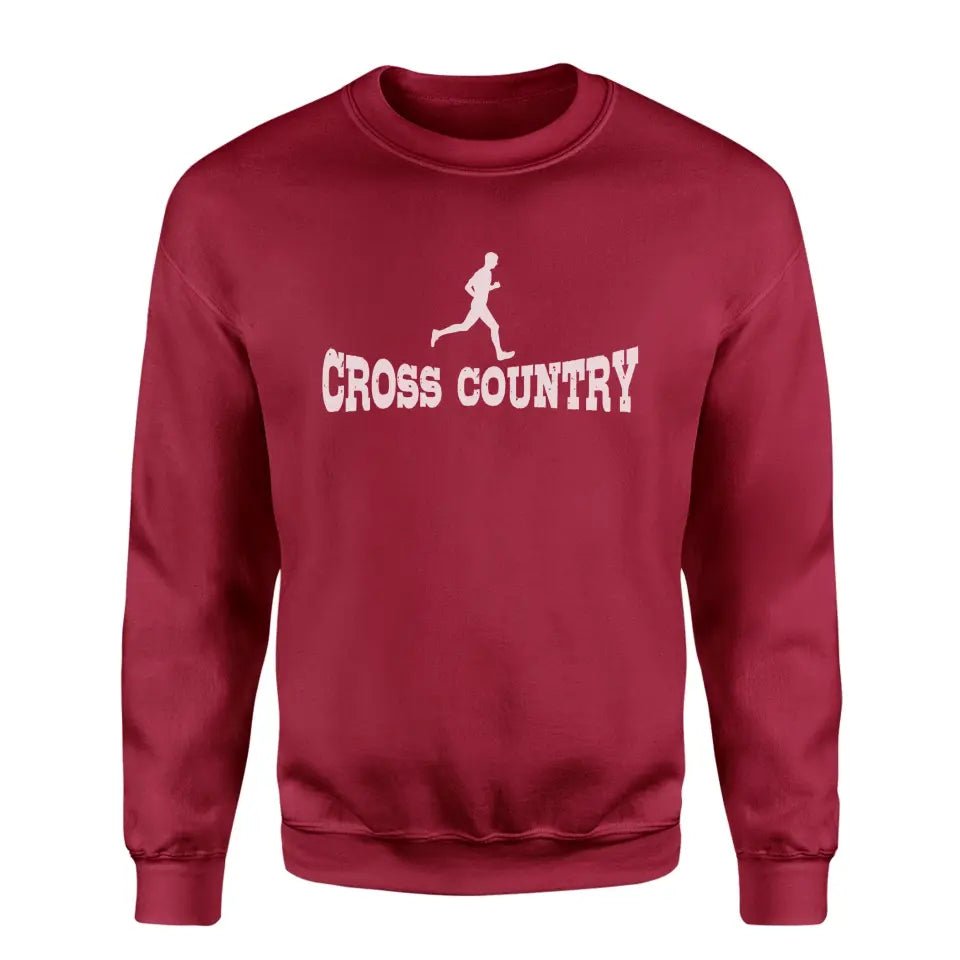 Basic Cross Country with Cross Country Runner Icon on a Sweatshirt with a White Graphic