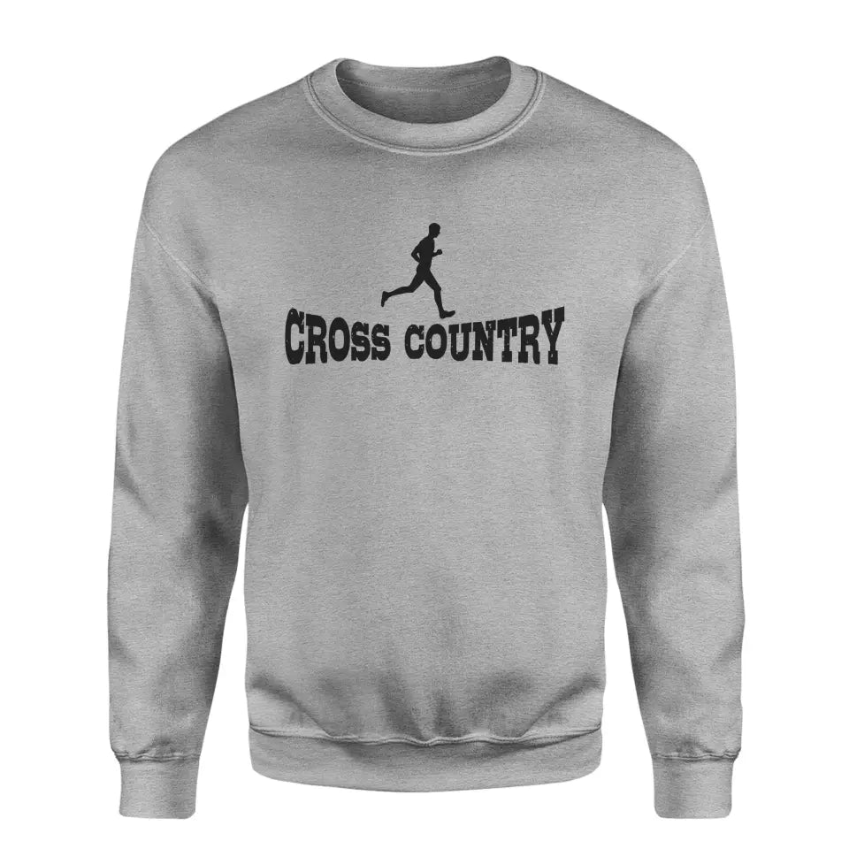 Basic Cross Country with Cross Country Runner Icon on a Sweatshirt with a Black Graphic