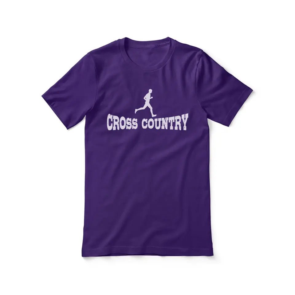 Basic Cross Country with Cross Country Runner Icon on a Unisex T-Shirt with a White Graphic