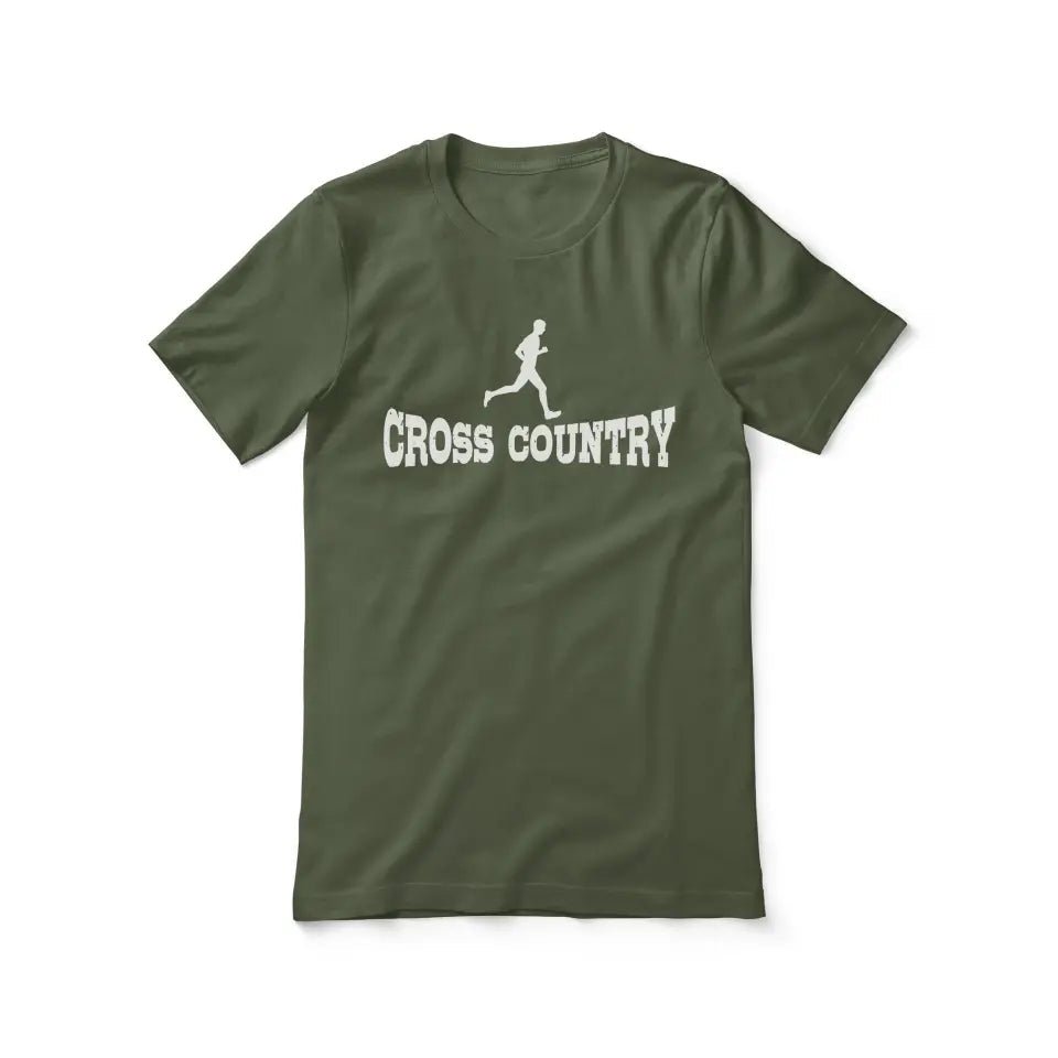 Basic Cross Country with Cross Country Runner Icon on a Unisex T-Shirt with a White Graphic