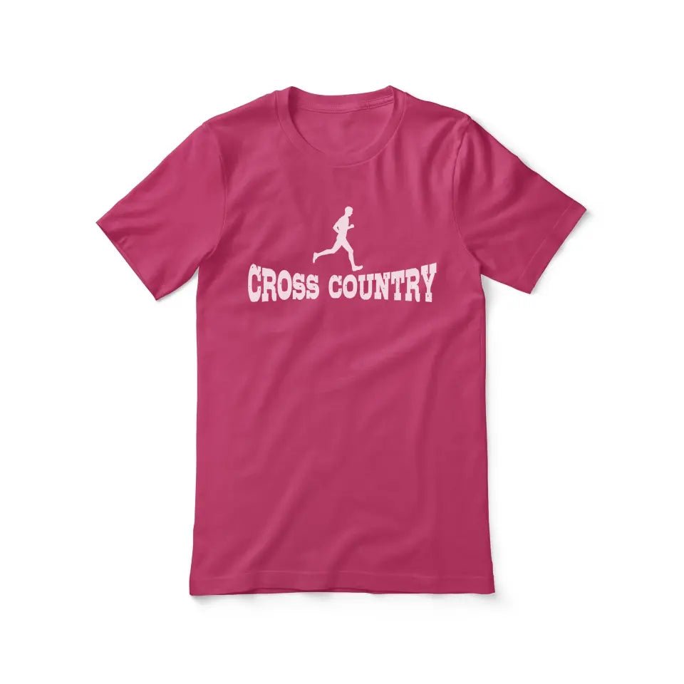 Basic Cross Country with Cross Country Runner Icon on a Unisex T-Shirt with a White Graphic