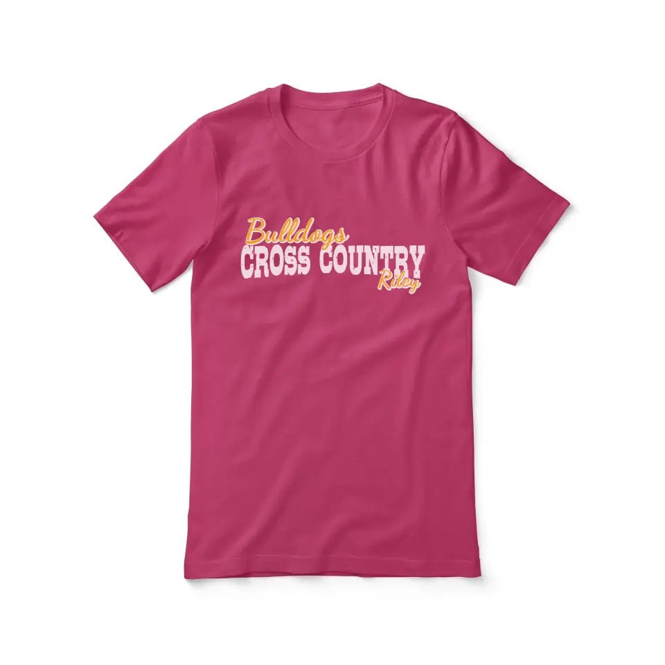 Custom Cross Country Mascot and Cross Country Runner Name on a Unisex T-Shirt with a White Graphic