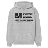 Cross Country Grandma Horizontal Flag on a Hoodie with a Black Graphic