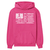 Cross Country Grandma Horizontal Flag on a Hoodie with a White Graphic