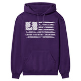 Cross Country Grandma Horizontal Flag on a Hoodie with a White Graphic