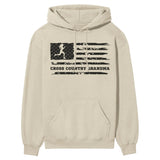 Cross Country Grandma Horizontal Flag on a Hoodie with a Black Graphic