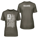 Cross Country Grandma Vertical Flag With Cross Country Runner Name on a Unisex T-Shirt with a White Graphic