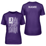 Cross Country Grandma Vertical Flag With Cross Country Runner Name on a Unisex T-Shirt with a White Graphic