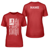 Cross Country Grandma Vertical Flag With Cross Country Runner Name on a Unisex T-Shirt with a White Graphic
