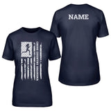 Cross Country Grandma Vertical Flag With Cross Country Runner Name on a Unisex T-Shirt with a White Graphic