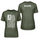 Cross Country Grandma Vertical Flag With Cross Country Runner Name on a Unisex T-Shirt with a White Graphic