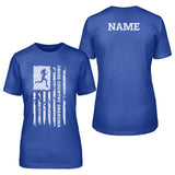 Cross Country Grandma Vertical Flag With Cross Country Runner Name on a Unisex T-Shirt with a White Graphic