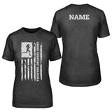 Cross Country Grandma Vertical Flag With Cross Country Runner Name on a Unisex T-Shirt with a White Graphic