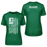 Cross Country Grandma Vertical Flag With Cross Country Runner Name on a Unisex T-Shirt with a White Graphic