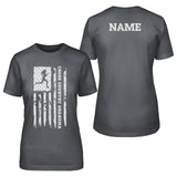 Cross Country Grandma Vertical Flag With Cross Country Runner Name on a Unisex T-Shirt with a White Graphic