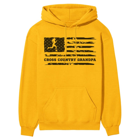 Cross Country Grandpa Horizontal Flag on a Hoodie with a Black Graphic