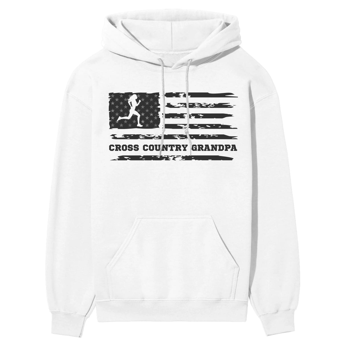 Cross Country Grandpa Horizontal Flag on a Hoodie with a Black Graphic