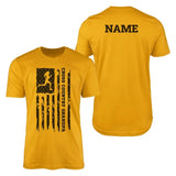 Cross Country Grandpa Vertical Flag With Cross Country Runner Name on a Men's T-Shirt with a Black Graphic