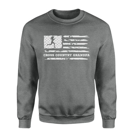 Cross Country Grandpa Horizontal Flag on a Sweatshirt with a White Graphic