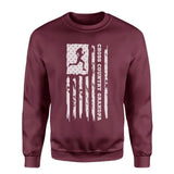 Cross Country Grandpa Vertical Flag on a Sweatshirt with a White Graphic