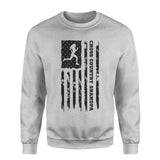 Cross Country Grandpa Vertical Flag on a Sweatshirt with a Black Graphic