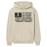 Cross Country Mom Horizontal Flag on a Hoodie with a Black Graphic