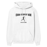 Cross Country Mom with Cross Country Runner Icon and Cross Country Runner Name on a Hoodie with a Black Graphic