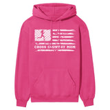 Cross Country Mom Horizontal Flag on a Hoodie with a White Graphic