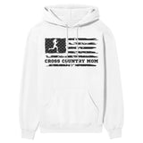 Cross Country Mom Horizontal Flag on a Hoodie with a Black Graphic