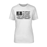 Cross Country Mom Horizontal Flag on a Unisex T-Shirt with a Black Graphic
