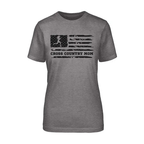 Cross Country Mom Horizontal Flag on a Unisex T-Shirt with a Black Graphic